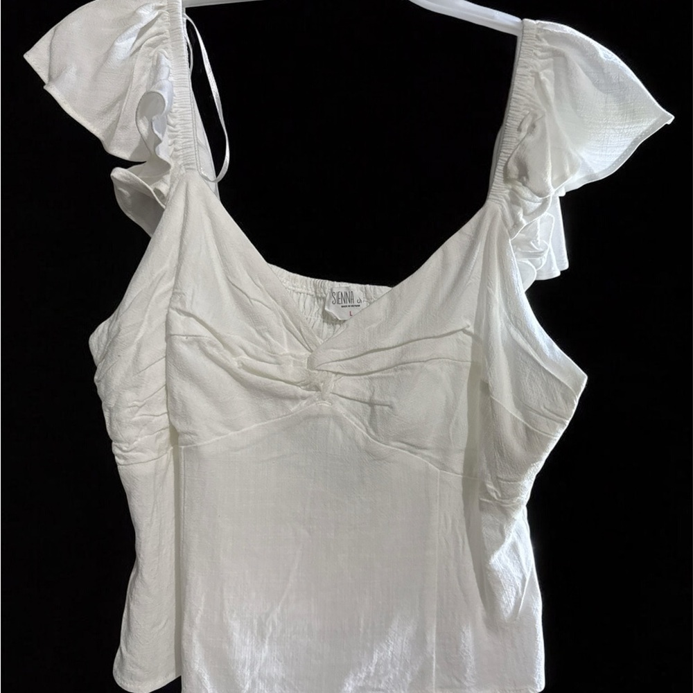 Sienna Sky White Ruffle Sleeve Top